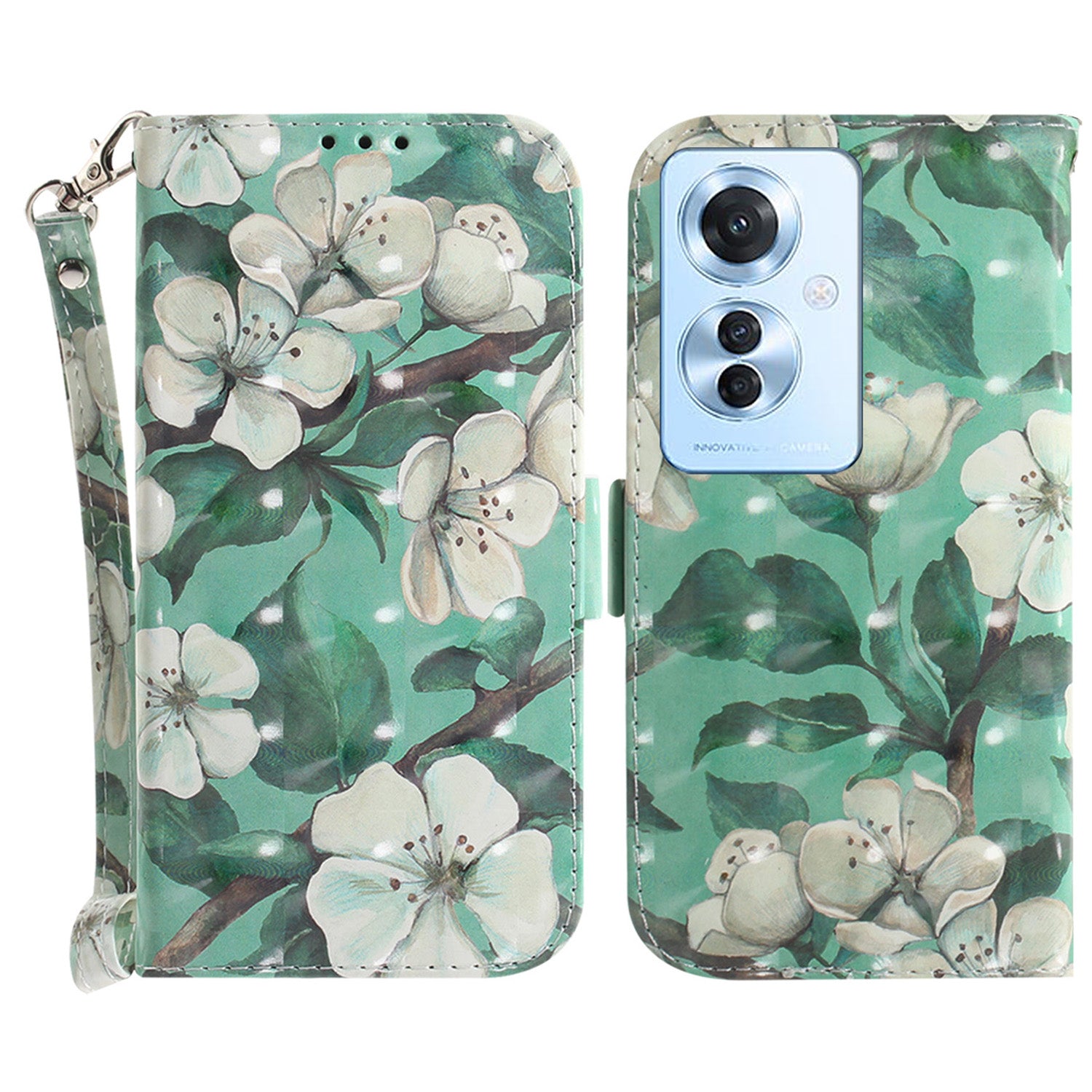 For Oppo Reno11 F 5G / F25 Pro 5G Shockproof Case with Strap, Pattern Printed Leather Phone Cover For Oppo Reno11 F 5G / F25 Pro 5G Shockproof Case with Strap, Pattern Printed Leather Phone Cover